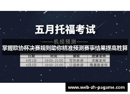 掌握欧协杯决赛规则助你精准预测赛事结果提高胜算